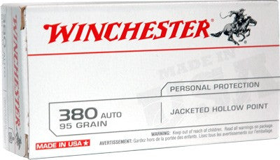 Winchester USA380JHP USA Jacketed Hollow Point JHP 95 Grain .380 ACP/Auto
