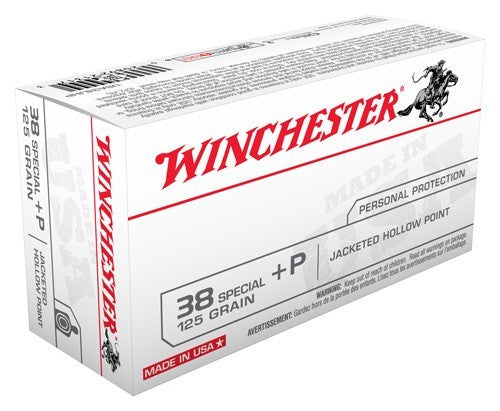 Winchester USA38JHP USA +P Jacketed Hollow Point JHP 125 Grain .38 Special
