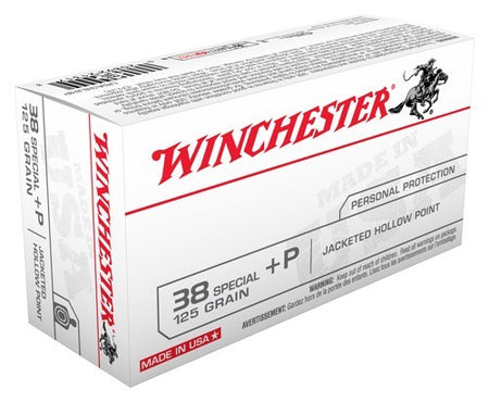 Winchester USA38JHP USA +P Jacketed Hollow Point JHP 125 Grain .38 Special