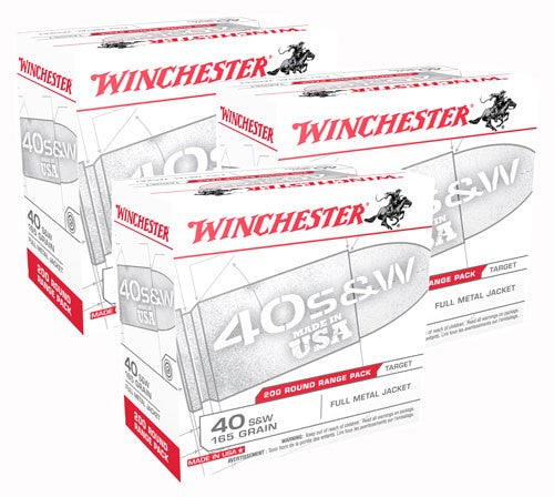 WINCHESTER USA 40SW 165GR FMJ-600RD CASE LOT
