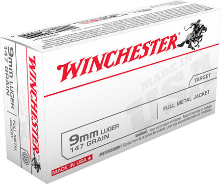 Winchester USA9MM1 USA Full Metal Jacket Flat Nose FMJFN 147 Grain 9mm Luger/Parabellum