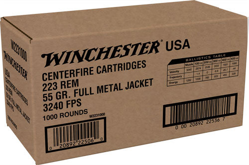 Winchester USA Ready Rifle Ammo 223 Rem. 55 gr. FMJ 1000 rd.