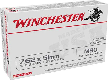 Winchester WM80 M80 M80 Full Metal Jacket Lead Core  149 Grain .308 Win / 7.62x51mm