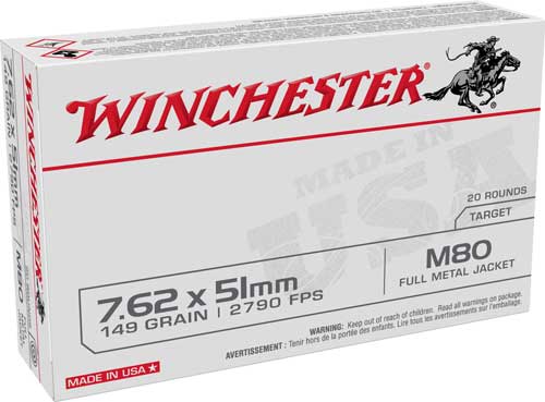 Winchester WM80 M80 M80 Full Metal Jacket Lead Core  149 Grain .308 Win / 7.62x51mm