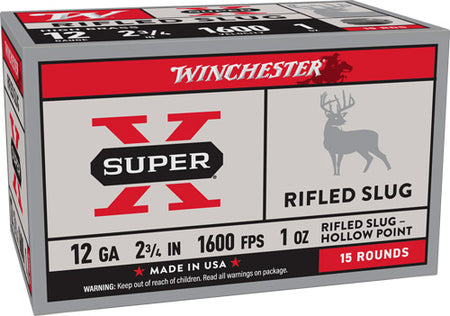 Winchester X12RS15VP Super X Rifled Slug Hollow Point 12 Gauge 2.75" 1oz Rifled Slug 1600 fps