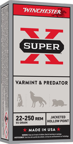 Winchester Super X Varmint & Predator .22-250 Remington 55 gr JHP ammo