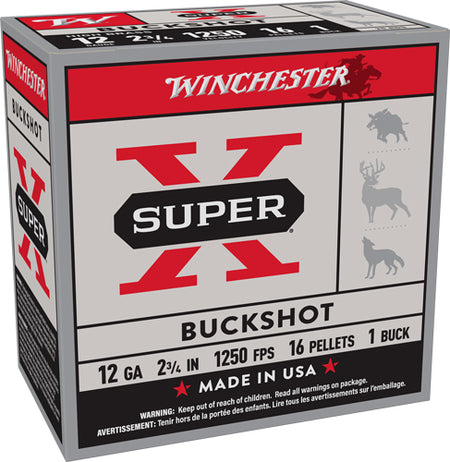 Winchester Super-X 16 Pellets 12 Gauge 2.75 in / 2.75 in #1 Buck 1-3/5 oz