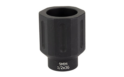Battle Arms Development Hex FlashCan Blast Diverter, 9MM, 1/2x36 Threaded, Black Anodized