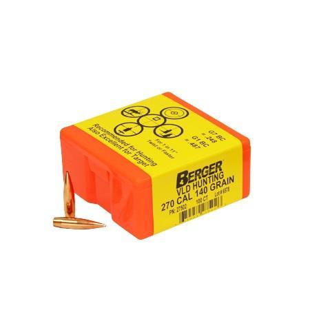 Berger Match Grade .270 Cal 140gr VLD Hunter Projectiles 100/ct