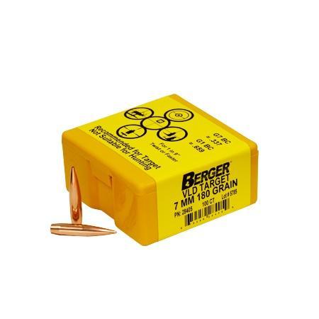 Berger Match Grade 7mm .284" 180gr VLD Long Range Target Bullets 100-Count