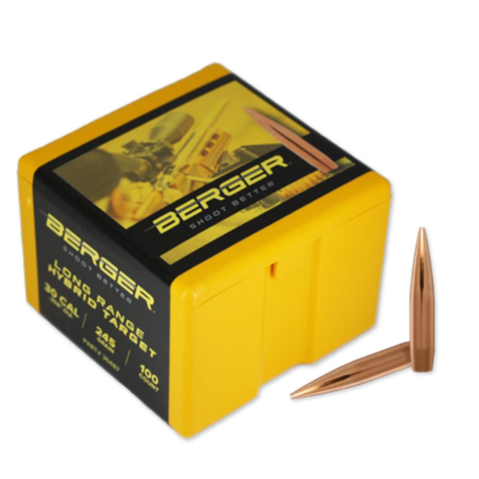 Berger 30 Cal 245gr Hybrid Target Long Range Rifle Bullets 100 Count