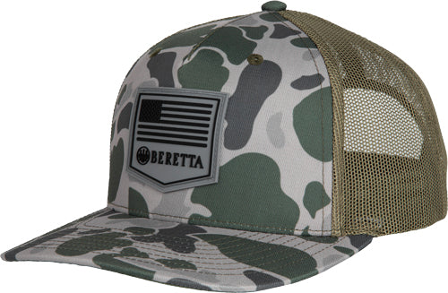Beretta PM Trucker Cap R112 Rubber Patch Green Duck Camo