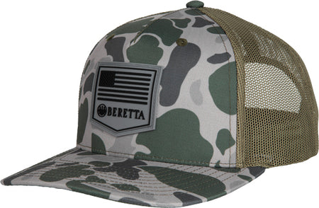Beretta PM Trucker Cap R112 Rubber Patch Green Duck Camo