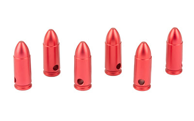 Birchwood Casey DURACAP Training Rounds, 9MM, CNC Aluminum, Anodized Red, 6-Pack BC-DCTR-9MM