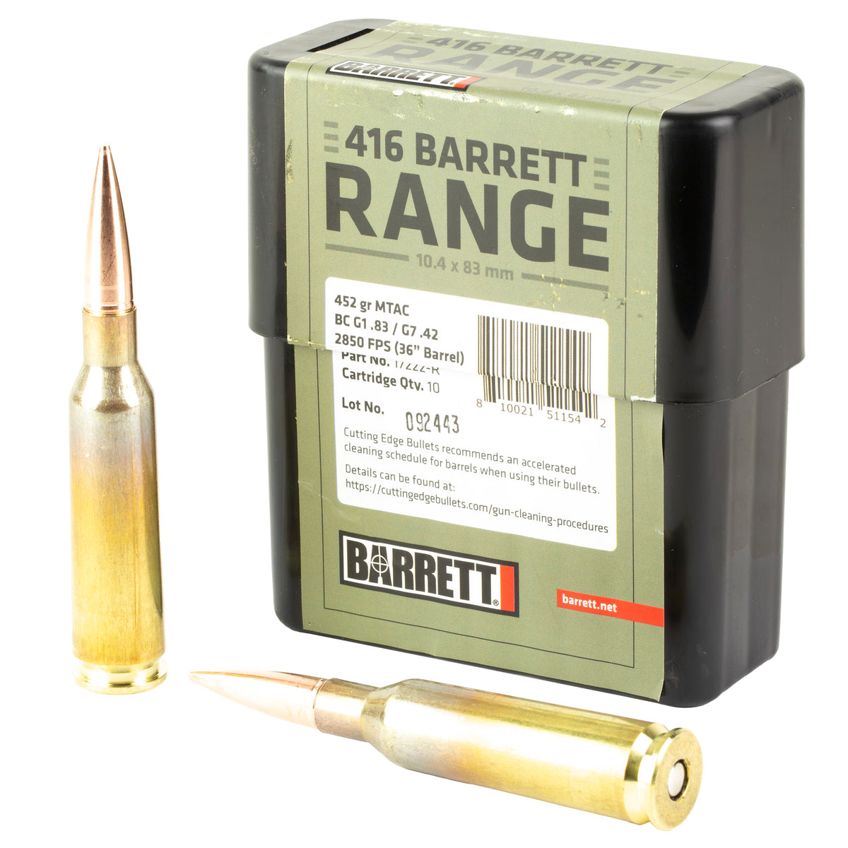 Barrett Firearms Range .416 Barrett 450 gr Solid ammo