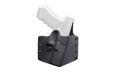 BlackPoint Tactical Standard OWB Holster for Sig P365 AXG Legion, Right Hand, Black Kydex & Leather, 1.75" Belt Loops, Optic Compatible 172010