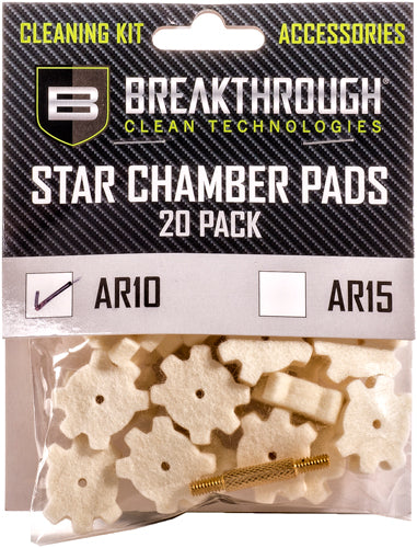 Breakthrough AR-10 Star Chamber Cleaning Pad 20-Pack with 8-32 Adapter