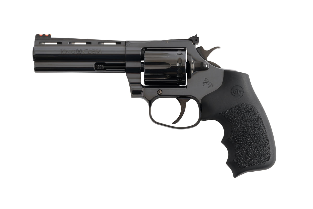 Colt Mfg KCOBRA22-BP4RFO King Cobra Target 22 LR 10rd Shot 4.25" Blued Vent Rib Barrel, Blued Carbon Steel Cylinder & Frame, Black Hogue Overmolded Grip, Exposed Hammer