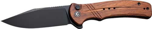 CIVIVI Cogent Folding Knife 3.47" Stonewash Blade Wood Handle Button Lock