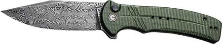 CIVIVI Cogent Folding Knife 3.47" Damascus Blade Green Micarta Handle Button Lock