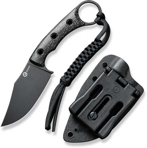 CIVIVI Midwatch Folding Knife 3.39" Black Burlap Micarta Handle Black Stonewash Blade
