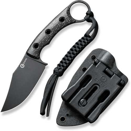 CIVIVI Midwatch Folding Knife 3.39" Black Burlap Micarta Handle Black Stonewash Blade