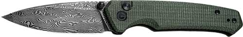 CIVIVI Altus Folding Knife 2.97" Black Damascus Blade Green Micarta Handle