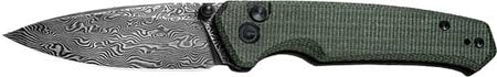 CIVIVI Altus Folding Knife 2.97" Black Damascus Blade Green Micarta Handle