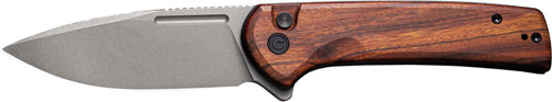 CIVIVI Conspirator Folding Knife 3.48" Gray Stonewash Blade Cuibourtia Wood Handle