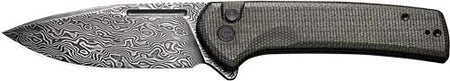 CIVIVI Conspirator Folding Knife 3.48" Black Damascus Blade Dark Green Micarta Handle