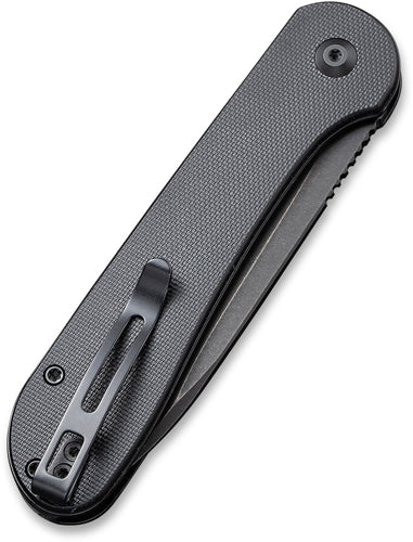 CIVIVI Elementum Folding Knife 3.47" Black Stonewash Blade Black G-10 Handle