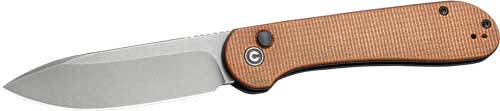 CIVIVI Elementum Folding Knife 3.47" Gray Stonewash Blade Brown Micarta Handle