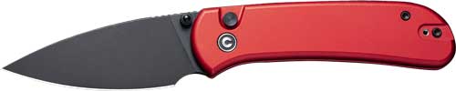 CIVIVI Qubit Button Lock Folding Knife 2.98" Red Handle Black Stonewash Blade
