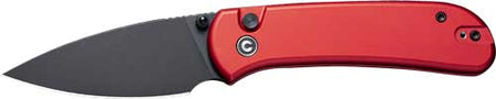 CIVIVI Qubit Button Lock Folding Knife 2.98" Red Handle Black Stonewash Blade