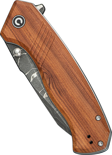 CIVIVI Placoid Liner Lock Folding Knife 3.67" Wood Handle Damascus Blade