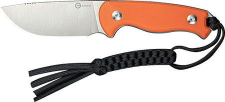 CIVIVI Timberbark 3.2" Fixed Blade Knife Orange G10 Satin Stonewash