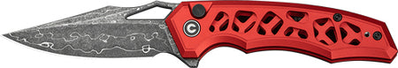 CIVIVI Anaaki Folding Knife 2.98" Red Damascus Blade Skeletonized Handle