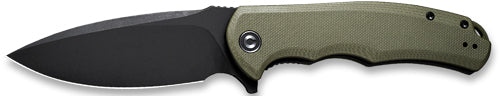 CIVIVI Praxis Folding Knife 3.75" OD Green G10 Handle Black Stonewash Blade Clam Pack