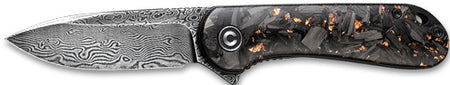 CIVIVI Elementum Folding Knife 2.96" Copper Damascus Blade Shredded Carbon Fiber Handle