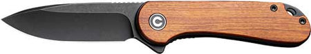 CIVIVI Elementum Folding Knife 2.96" Black Stonewash D2 Blade Wood Handle Liner Lock
