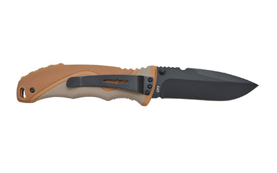 Camillus Inflame Folding Knife, 3.25" Black Blade, Brown/Tan ABS Grip, 440C Steel CAM-19473