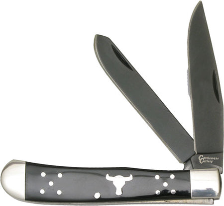 ABKT Cattlemans Cutlery Black Angus 2-Blade Trapper Folding Knife