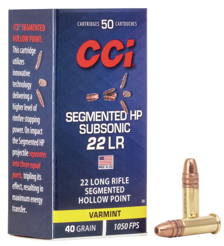 CCI Segmented HP Subsonic .22 Long Rifle 40 gr JHP ammo