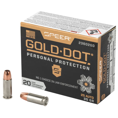 Speer 23602GD Gold Dot Personal Protection Hollow Point HP 35 Grain .25 ACP