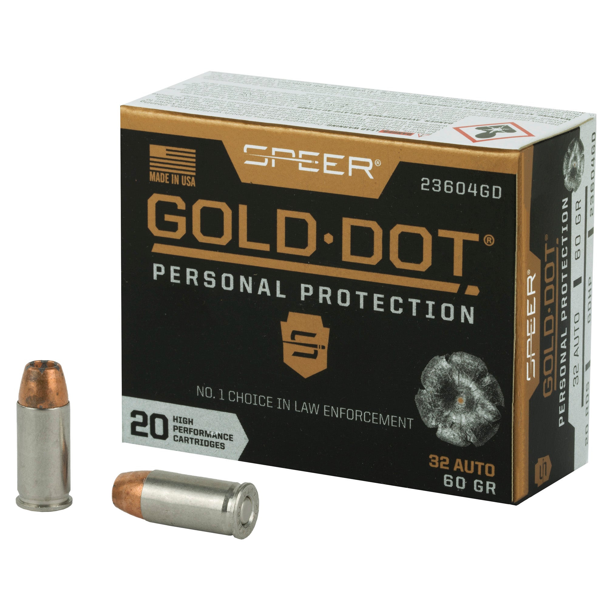 Speer Gold Dot Personal Protection .32 ACP 60 gr BHP ammo