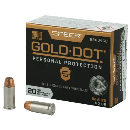 Speer Gold Dot Personal Protection .32 ACP 60 gr BHP ammo