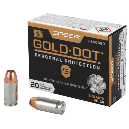 Speer 23606GD Gold Dot Personal Protection Hollow Point HP 90 Grain .380 ACP/Auto