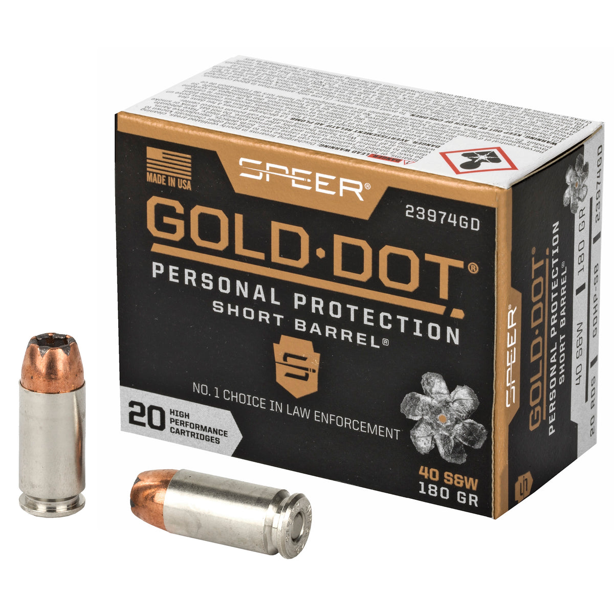 Speer 23974GD Gold Dot Personal Protection Short Barrel Hollow Point HP 180 Grain .40 S&W