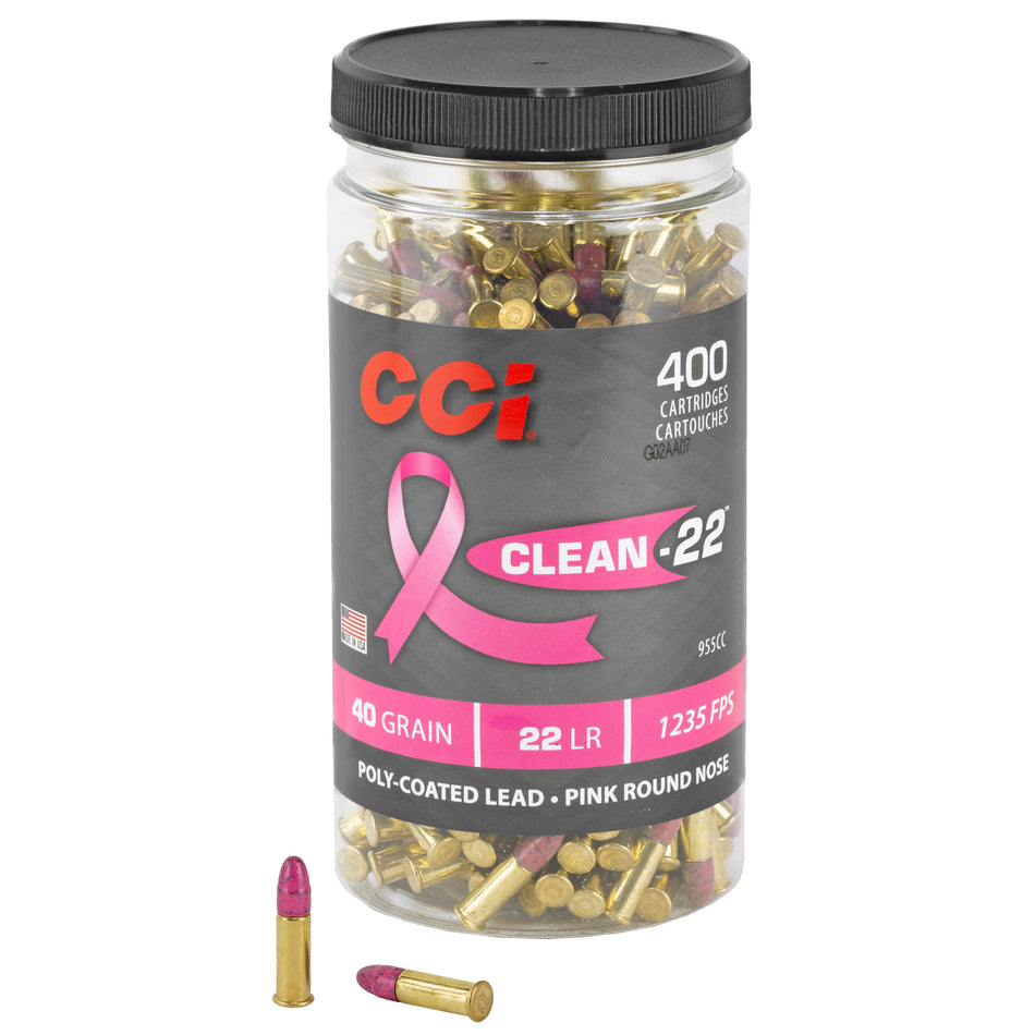 CCI 955CC Clean-22 Pink Lead Round Nose LRN 40 Grain .22 Long Rifle