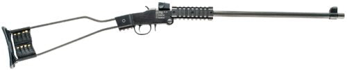 Chiappa Firearms 500092 Little Badger Full Size 22 LR 1 Shot, 16.50" Black Cerakote Steel Threaded Barrel, Black Cerakote Quad Picatinny Receiver, Black Cerakote Underfolding Wire Frame Stock, Right